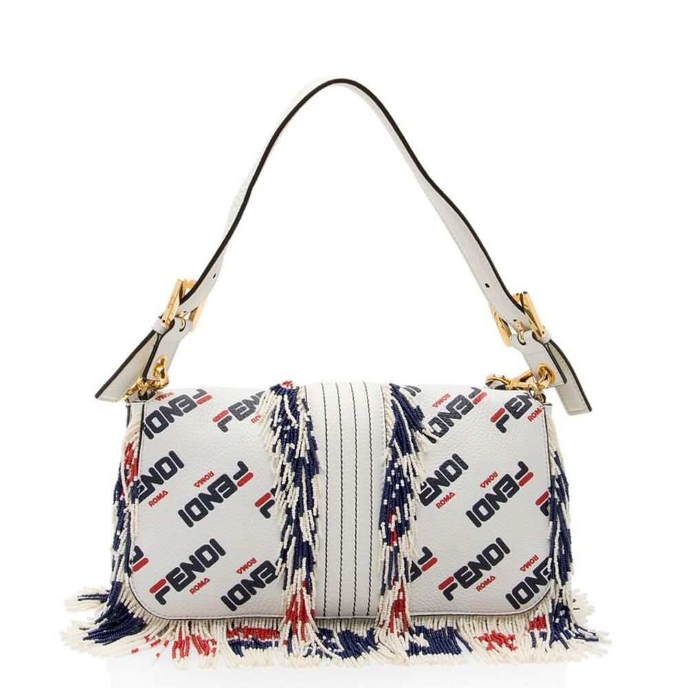 Fendi x Fila Calfskin Mania Beaded Fringe Baguette Shoulder Bag - Picture 3 of 16